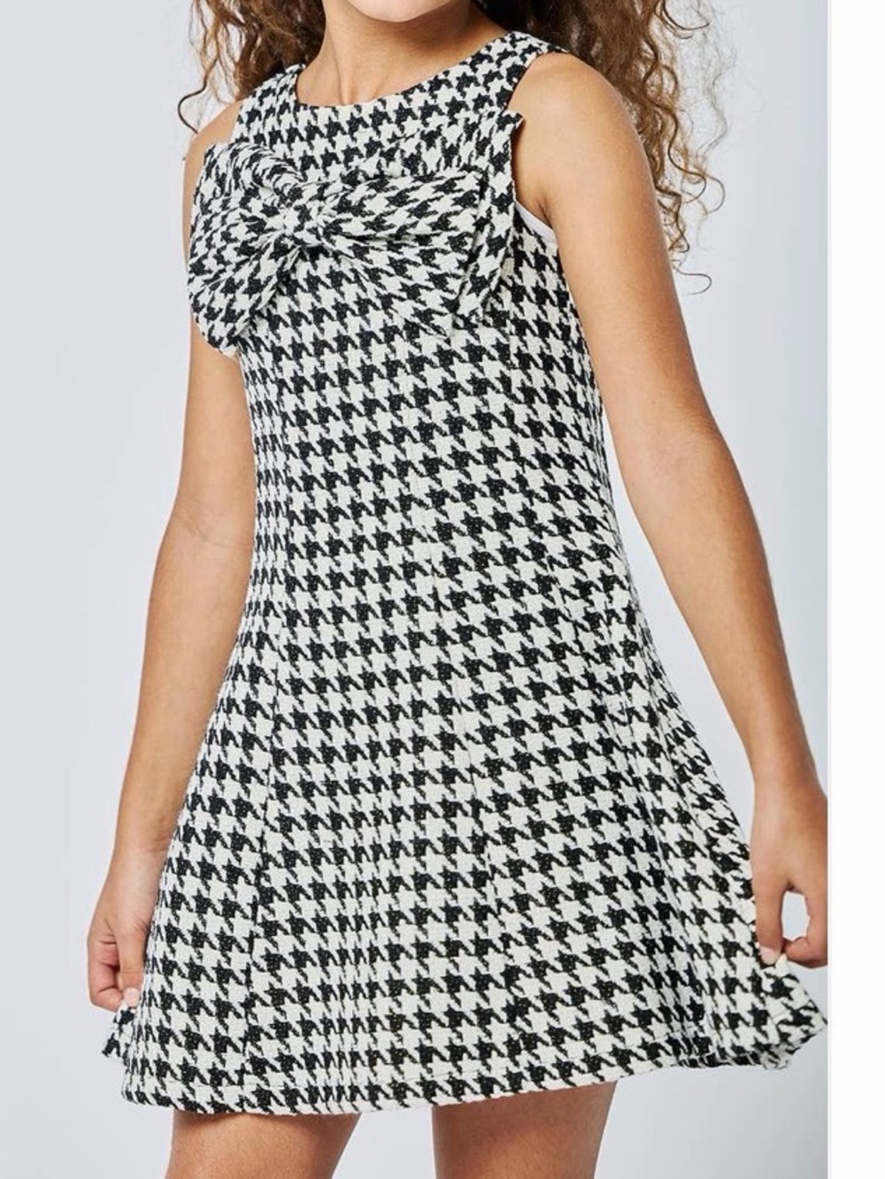Hannah Banana Girls Houndstooth Bow Dress, 14 - Picture 9 of 11